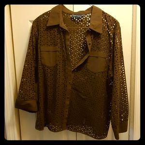 Brown button down long sleve shirt